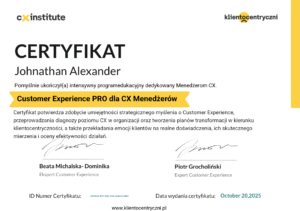 Certyfikat CX Managera